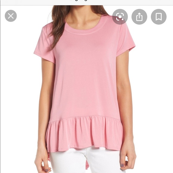 Chelsea28 peplum short sleeve Top Coral color - Picture 2 of 4